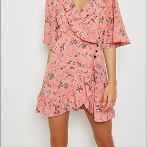 Top shop pink ruffle floral Tea Dress